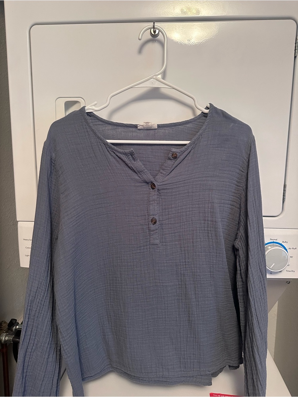 a.n.a Women’s Long-Sleeve Henley in Slate Blue Gray